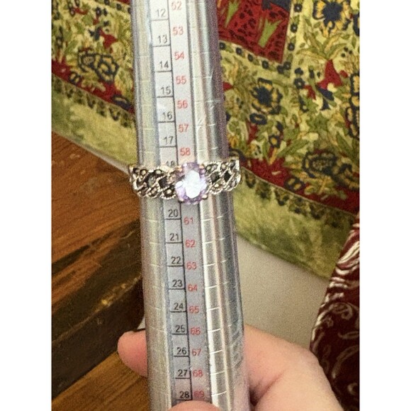 Sterling Silver Amethyst Ring Womens Size 9 Beautiful - Picture 11 of 11